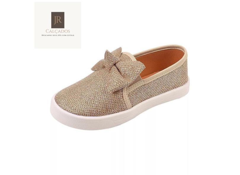 tênis de menina slip on ouro light brilhante sapato feminino-Feminino