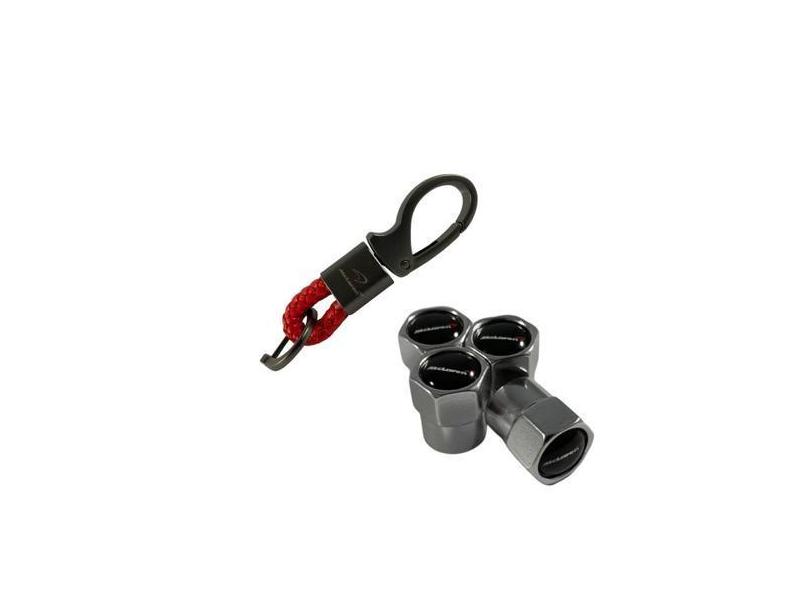 Kit Chaveiro Carro Metal Couro + Tampa Válvula Pneu McLaren