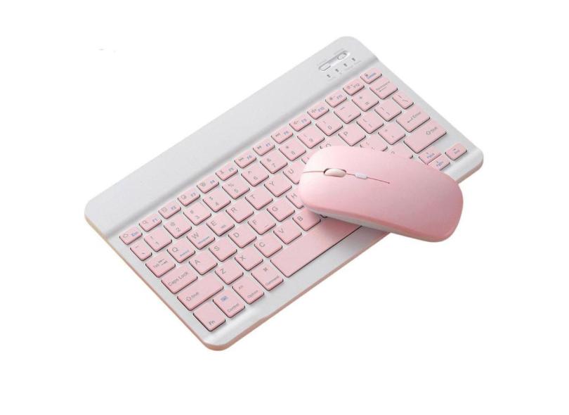 Kit Teclado + Mouse Bluetooth - Rosa Claro - Fire HD 10