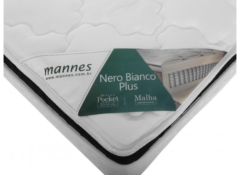 Colchão Queen Size Molas Ensacadas/Pocket Mannes Nero Bianco Plus