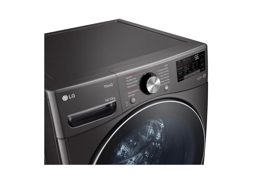 Lava e Seca LG 18kg MotionDD Smart WD18BV2S6B cor Preto Inox