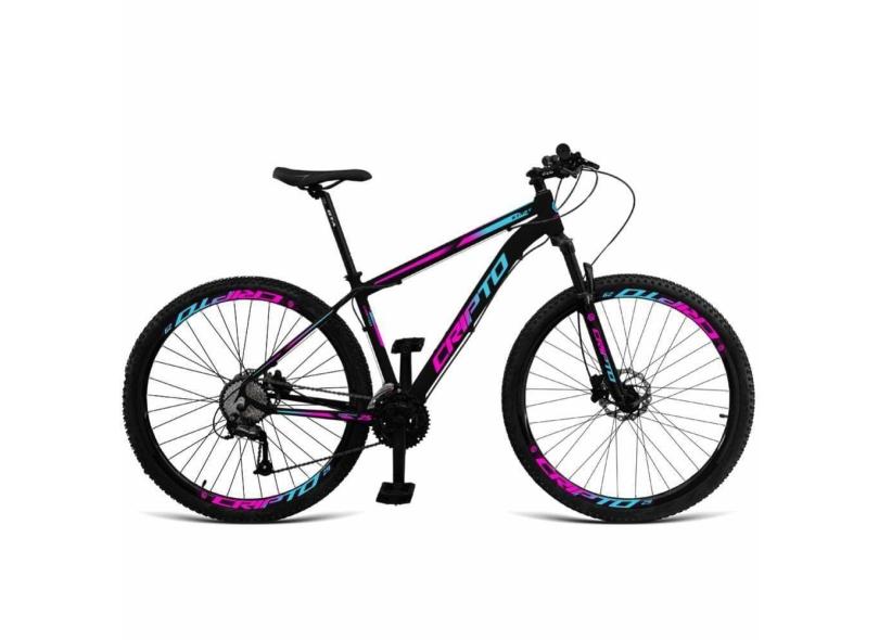 Bicicleta Aro 29 Cripto 24 Marchas Shimano E Freios A Disco - - 19&quot; Preto-Azul E Rosa