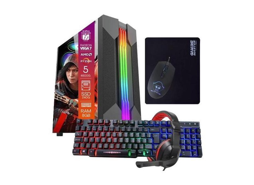 Computador PC Gamer TOB Ryzen 5 SSD 240GB 8GB Windows 10 Pro Trial, Te