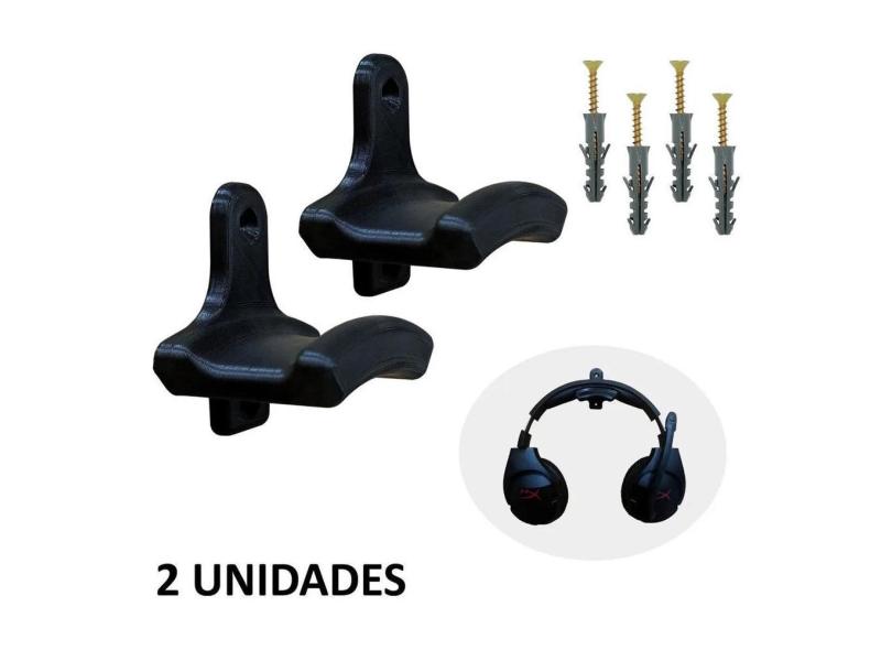 Kit 2 Suportes De Parede Para Headset Gamer Headphone Preto
