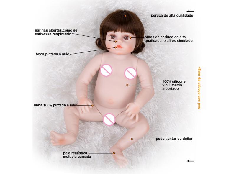 Bebe Reborn Realista Girafinha Menina De Silicone 48Cm Olhos Castanhos em  Promoção é no Buscapé