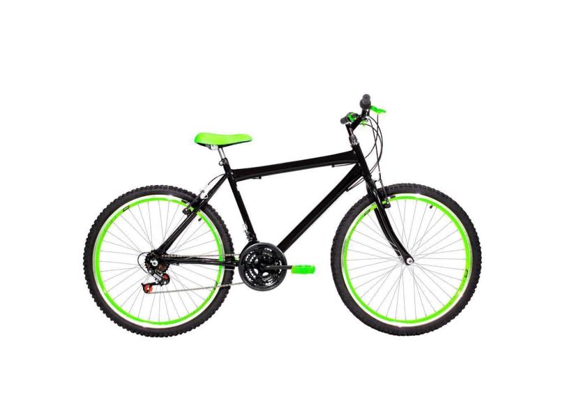 Bicicleta Masculina Aro 26 Mtb Aero 18 Marchas Cor Preta E Verde