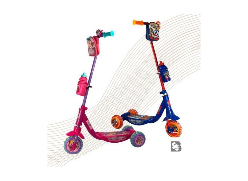 Patinete Infantil 3 Rodas Com Luz Led E Som E Garrafinha Bolsinha Rosa