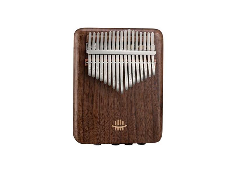 Kalimba elétrica de 17/21 teclas com captador integrado, piano de polegar com equalização profissional, instrumento de teclado de madeira de nogueira com folheado completo,entrada para fone de ouvido(