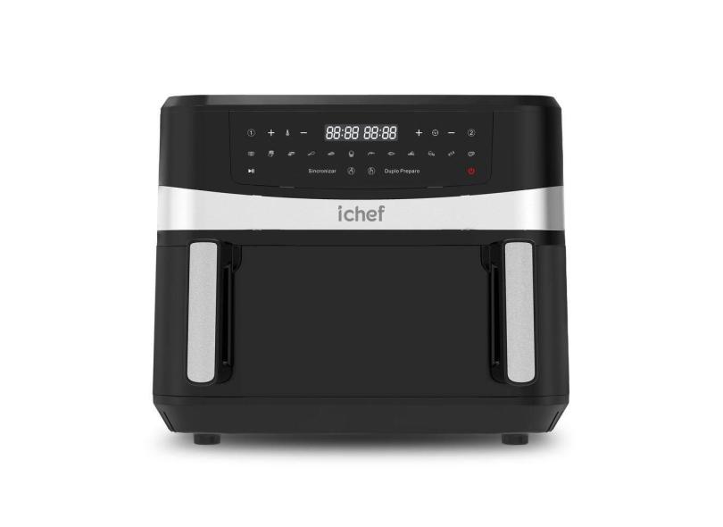 Fritadeira Elétrica Sem óleo Air Fryer Polishop Ichef Dualzone KDF-5599DT 10,5l Painel digital
