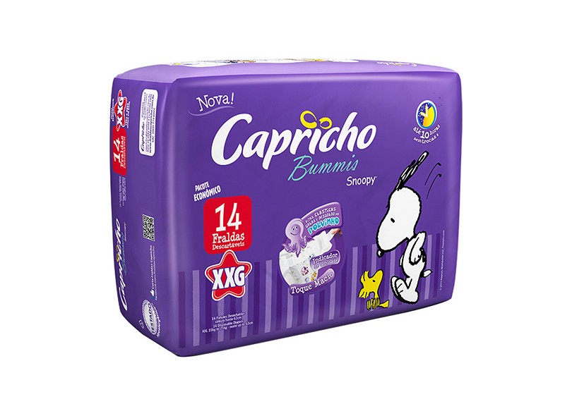 Fralda Capricho Snoopy XXG Econômica 14 Und 15 - 25kg