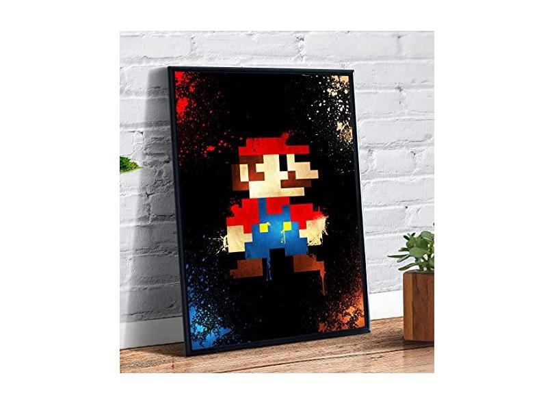 Quadro decorativo Super Mario Pixel Arte Jogo Antigo para sala quarto