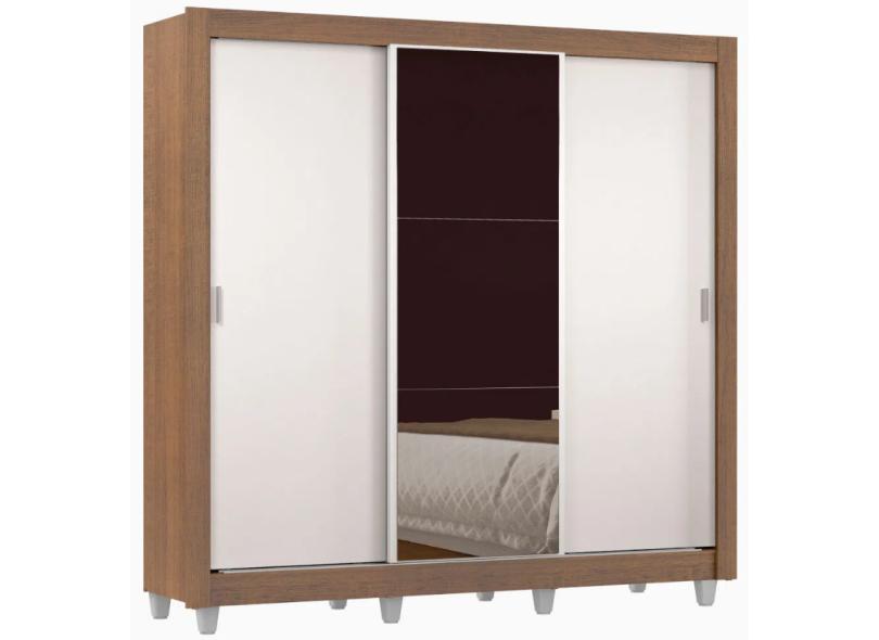 Guarda-Roupa Casal 3 Portas 2 Gavetas com Espelho Lyon 2E com Pés Madesa