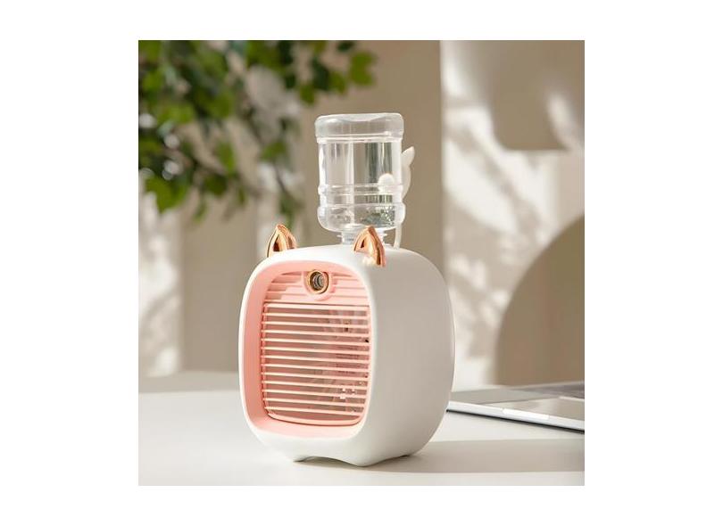 Mini Ventilador E Umidificador De Mesa Recarregável Gatinho FS6-260 - 