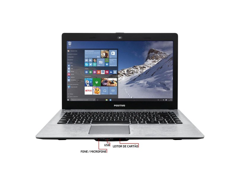 Notebook Positivo Stilo Intel Pentium N3540 4 GB de RAM HD 500 GB LED 14 " Windows 10 Home XR5550
