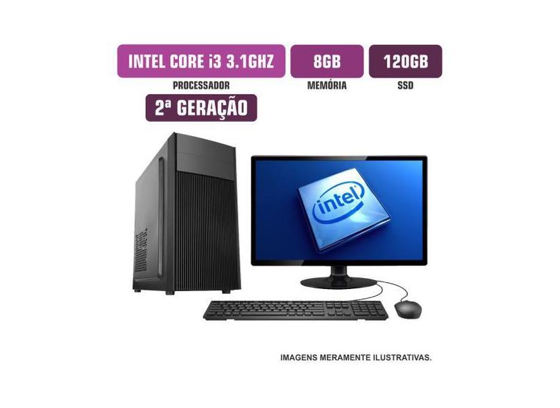 Computador Flex Computer Intel Core I3-2100 8Gb Ssd 120Gb Com Kit Moni