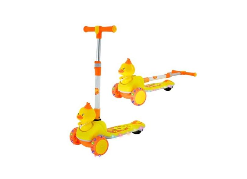 Patinete Patinho Feliz Radical Infantil Dobrável 3 Rodas Com Luz Led DM Toys DMR6815