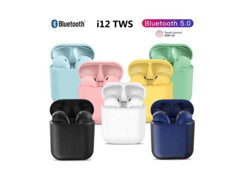 Fone de Ouvido Sem Fio i12 TWS BRANCO OU ROSA METÁLICO- inPods - VINIK