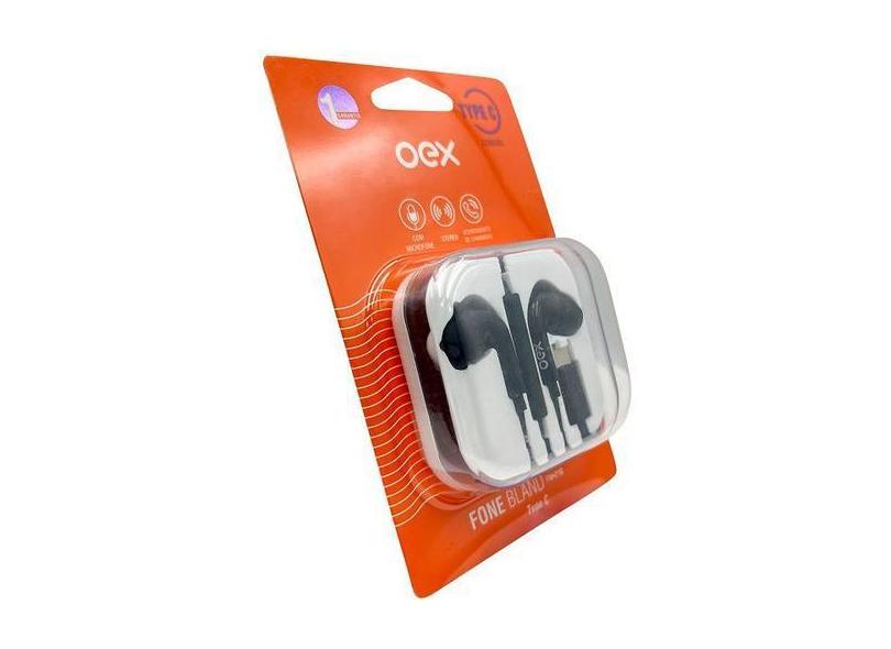 Fone com Microfone INTRA Auricular USB-C BLAND OEX FN210 Preto