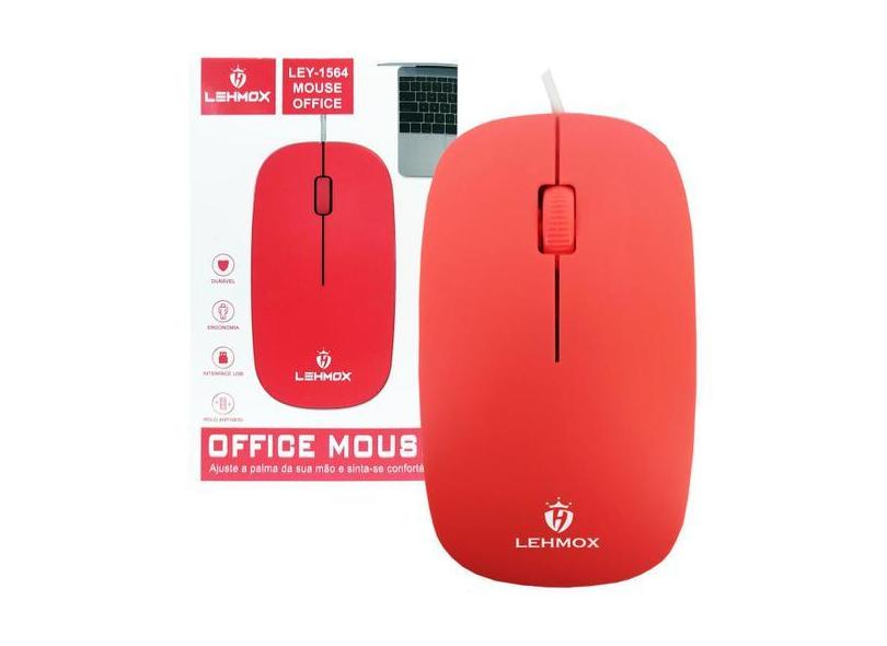 Mouse com Fio USB Óptico Ergonômico 3 Botões Office Ultra Leve  - Lehm