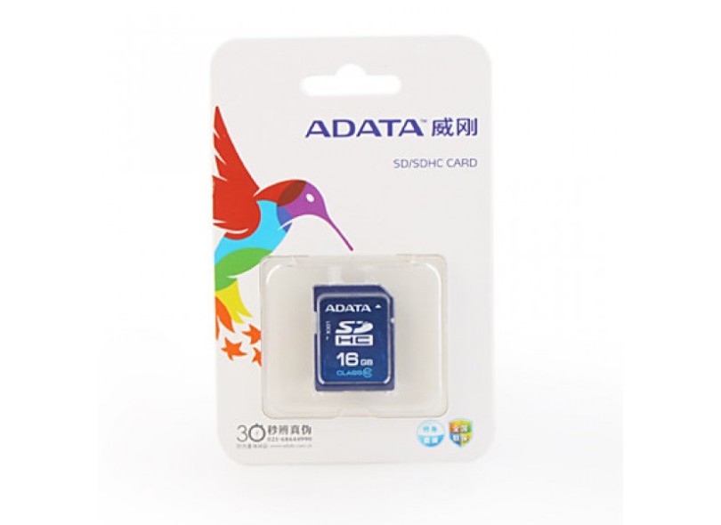 Cartão de Memória SDHC Adata 16 GB ASDHC16GCL6