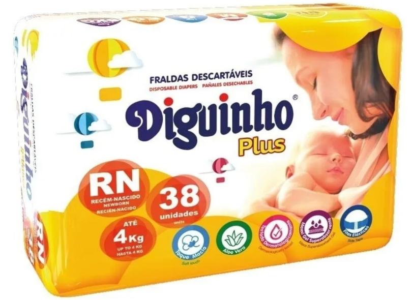 Fralda Diguinho Plus Tamanho Recém Nascido (RN) 38 Unidades Peso Indicado  Até 4kg em Promoção é no Buscapé