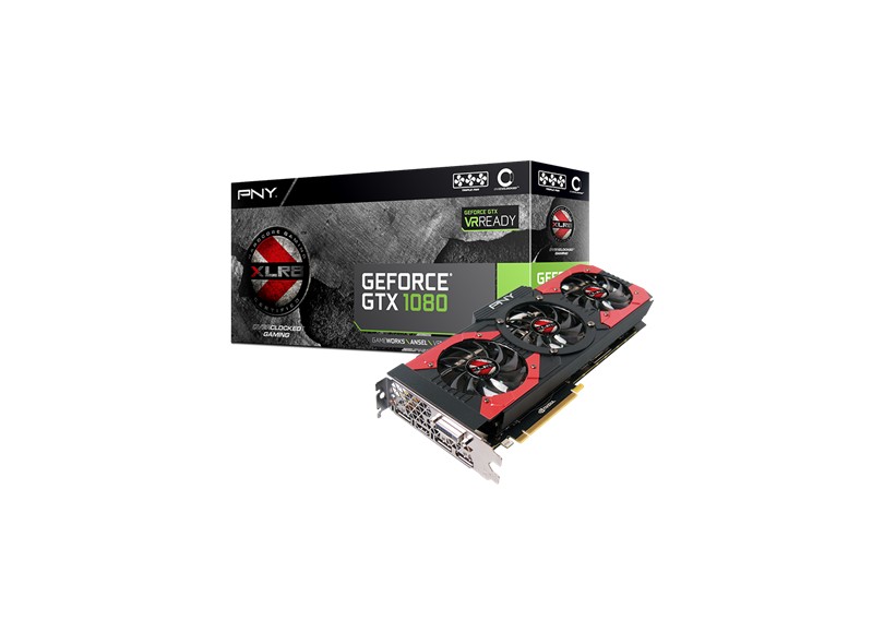 Placa de Video NVIDIA GeForce GTX 1080 8 GB GDDR5X 256 Bits PNY VCGGTX10808XGPB-OC