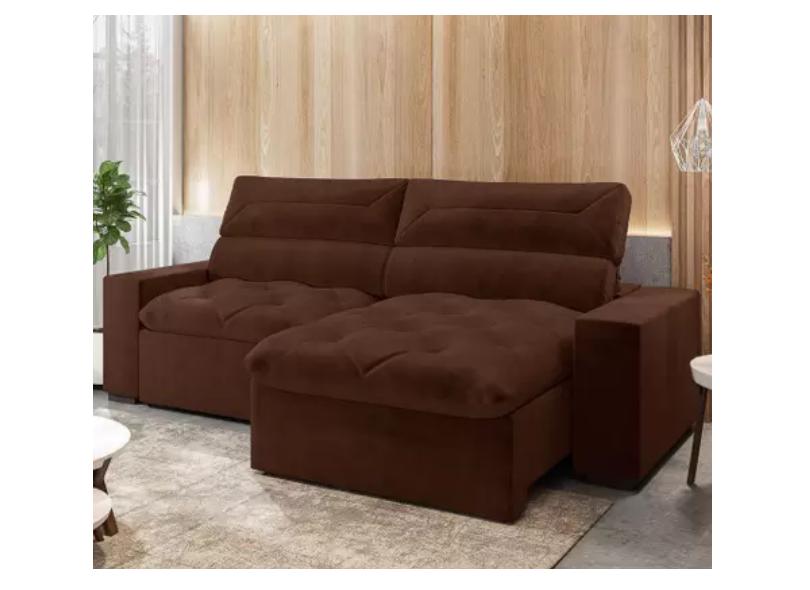 Sofá Reclinável Retrátil Suede Genebra H04 250cm Mpozenato