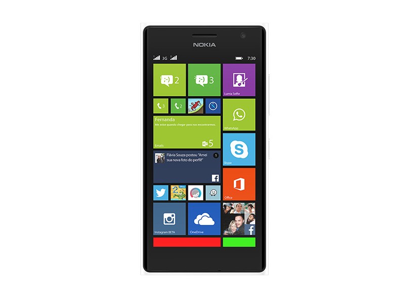 Smartphone Nokia Lumia 730 Câmera 6,7 MP 2 Chips 8GB Windows Phone 8.1 Wi-Fi 3G