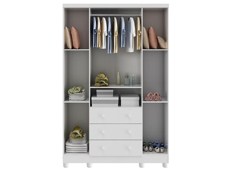 Guarda-Roupa Infantil 4 Portas 3 Gavetas Bolinha Móveis Peroba