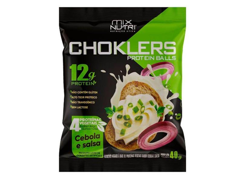 Choklers Protein Balls Snack com 12g de Proteína Sabor Cebola e Salsa 40g