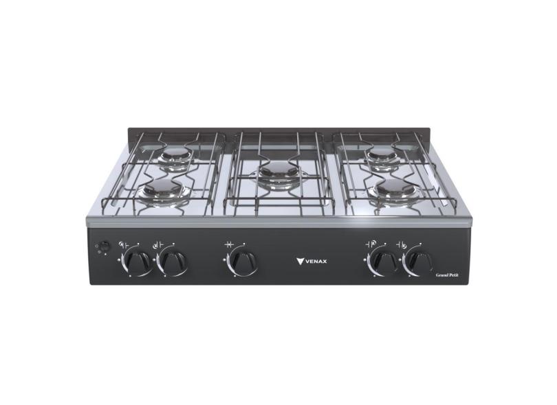 Fogao a Gas Portatil 5 Bocas Venax Grand Petit Vetro Preto