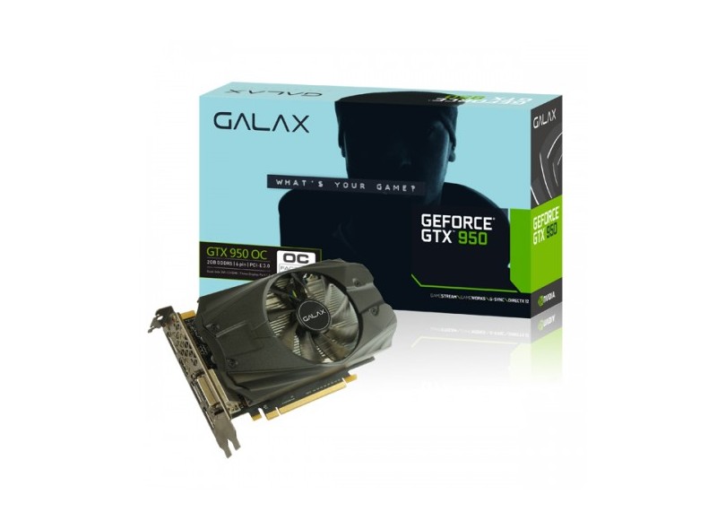 Placa de Video NVIDIA GeForce GTX 950 2 GB GDDR5 128 Bits Galax 95NPH8DHG5OC