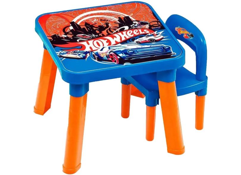 Mesa Mesinha Didática Hot Wheels Infantil Com Cadeira Colorida Menino ...