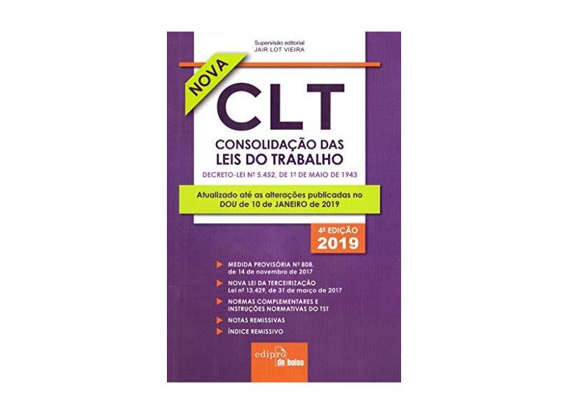 Consolidação Das Leis Do Trabalho 2019 - Mini - Jair Lot Vieira - 9788552100454