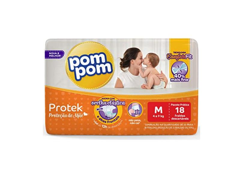 Fralda Pom Pom Proteck Proteção de Mãe M 18 Und 4 - 9kg