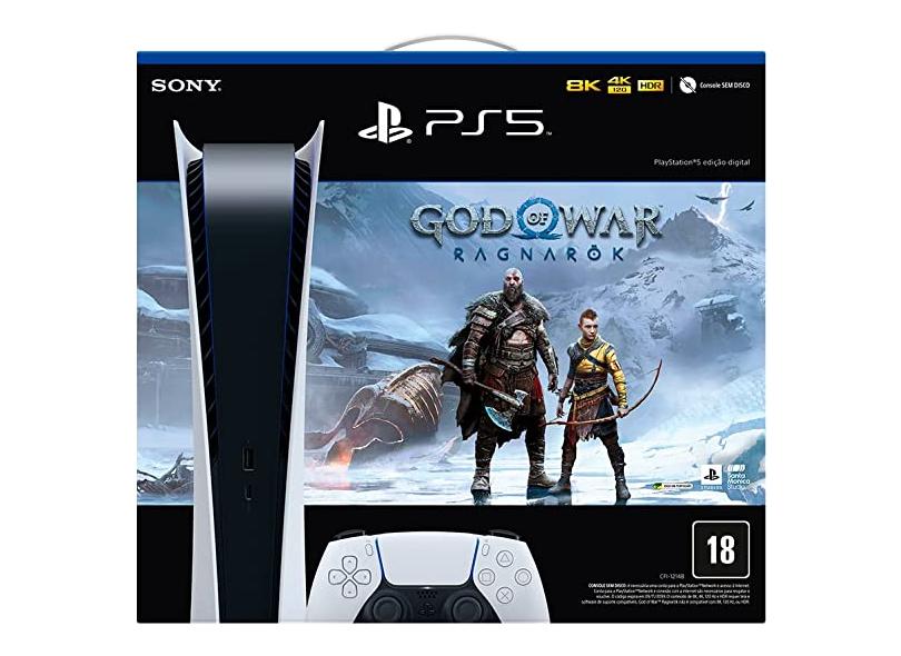 Console Playstation 5 Edição Digital 825 GB Sony Bundle God Of War Ragnarok  4K em Promoção é no Banco PAN