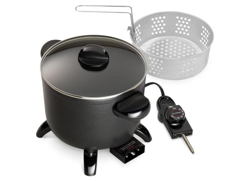 Fritadeira Elétrica Á Óleo 5,6 L Com Superfície Antiaderente E Controle De Temperatura, 110V 1200W, Presto 06006, Preta