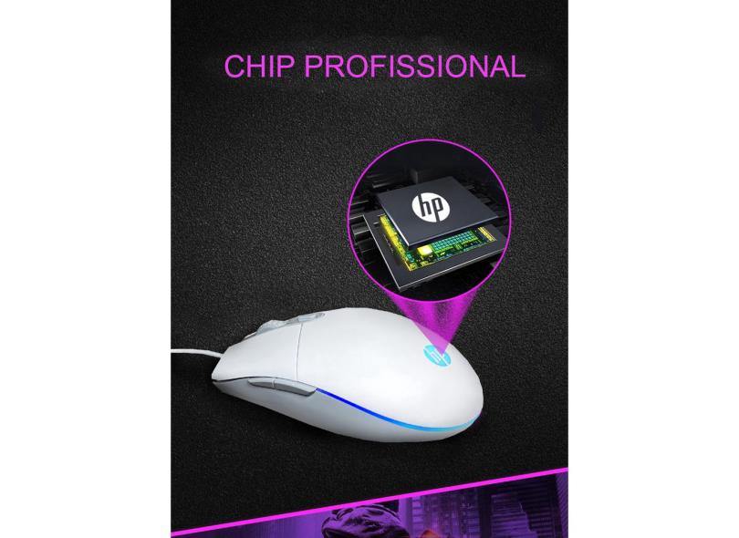 Mouse Para Jogo hp M260  Original - 800 A 6400dpi, Led rgb, Ergonômico, Cabo 1.5m - 7ZZ82AA