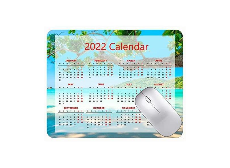 Mouse pad para jogos com calendário 2022, lindo mouse pad com bordas costuradas