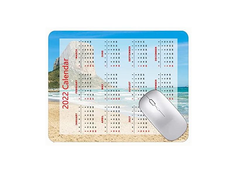 Mouse pad colorido calendário 2022 ano 2022 praia rochas mar ondas escritório mouse pad