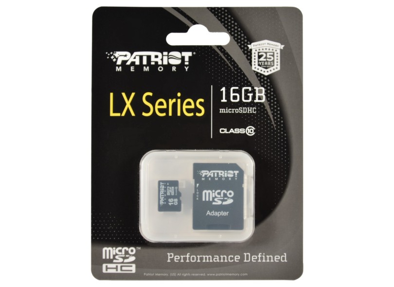 Cartão de Memória Micro SDHC Patriot LX Series 16 GB PSF16GMCSDHC10