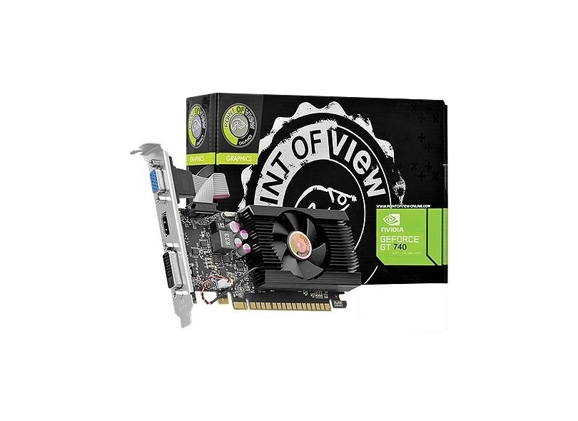 Placa de Video NVIDIA GeForce T 740 2 GB DDR3 128 Bits Point Of View VGA-740-B1-2048