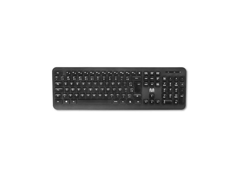 Teclado sem Fio Côncavo Conexão 2.4ghz USB 12 Teclas Multimídia Preto Multi - TC297