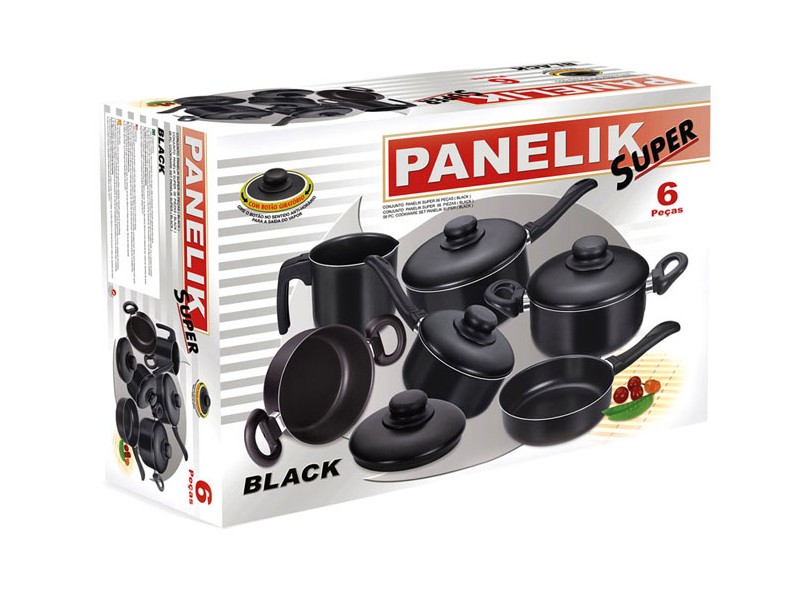 Conjunto de Panelas Alumínio 6 peça(s) Fortaleza Panelik Black Super II