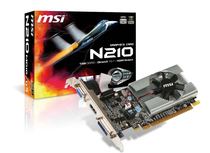Placa de Video NVIDIA GeForce ão possui 210 1 GB DDR3 64 Bits MSI N210-MD1G/D3