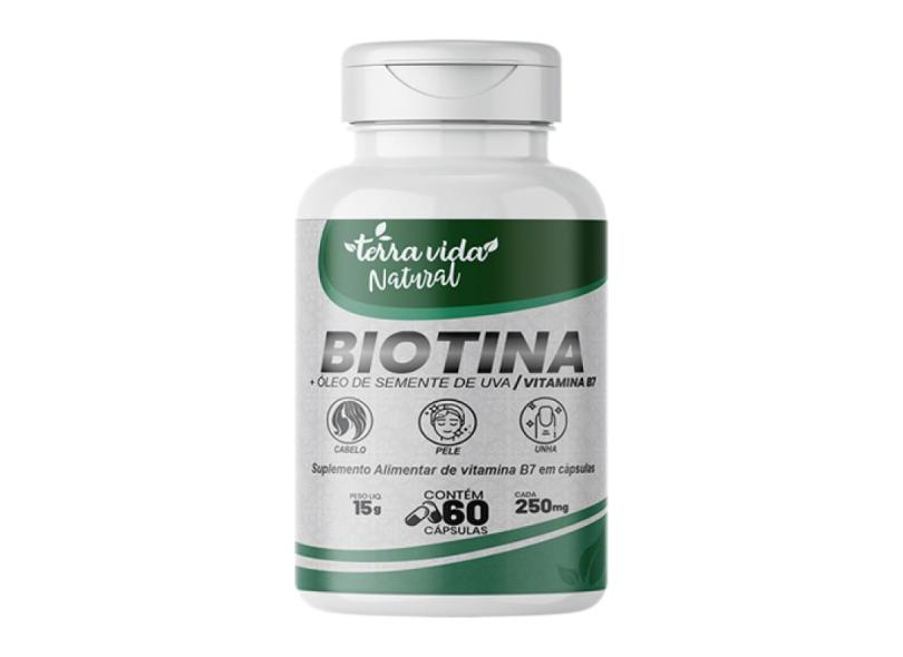 BIOTINA COM ÓLEO DE UVA VITAMINAS PARA CABELO, PELE E UNHAS 1 POTE 0%OFF Terra Vida Natural 