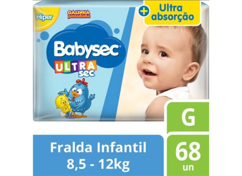 Fralda Babysec Galinha Pintadinha Ultrasec G Hiper 68 Und 8,5 - 12kg