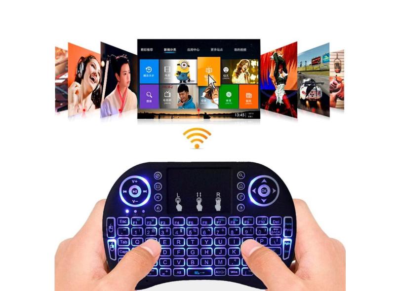 Teclado Mini com Iluminação LED e Mouse Ideal para Dispositivo e TV