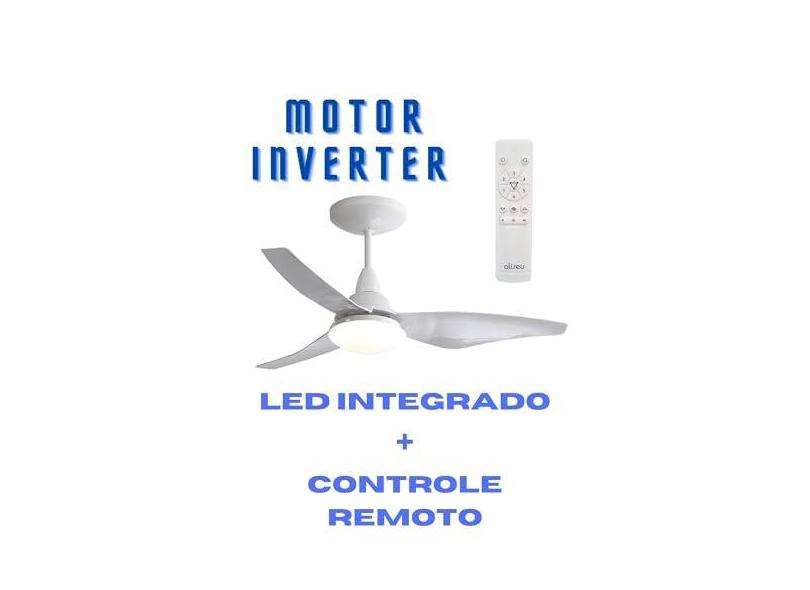 VENTILADOR DE TETO ALISEU TAURUS COM MOTOR INVERTER, LED INTEGRADO, CONTROLE REMOTO - 81 CM DE DIAMETRO - BIVOLT - BRANCO