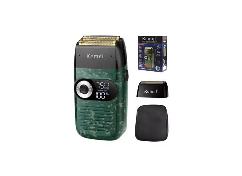 Barbeador Elétrico Kemei Km-2027 Maquina Shaver Profissional Cor Verde